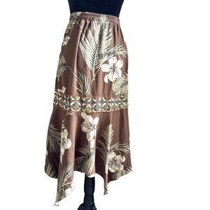 Vtg Ku‎ De Ta Skirt Floral Shell Asymmetrical Handkerchief S Mermaid Boho Fairy